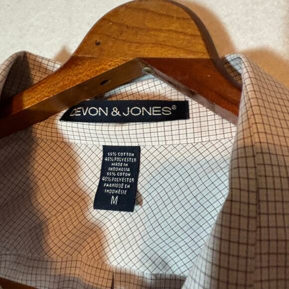 Devon & Jones Mens Size M Mississippi State Button Down Cotton Blend Checked - Picture 2 of 8